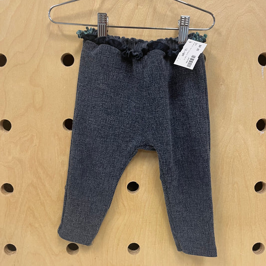 Blue Knit Ruffle Waist Pants