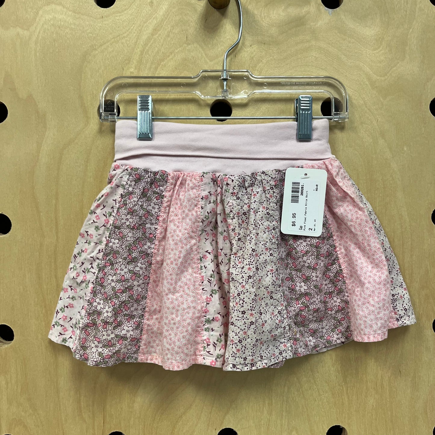 Pink Floral Fabric Strip Skirt