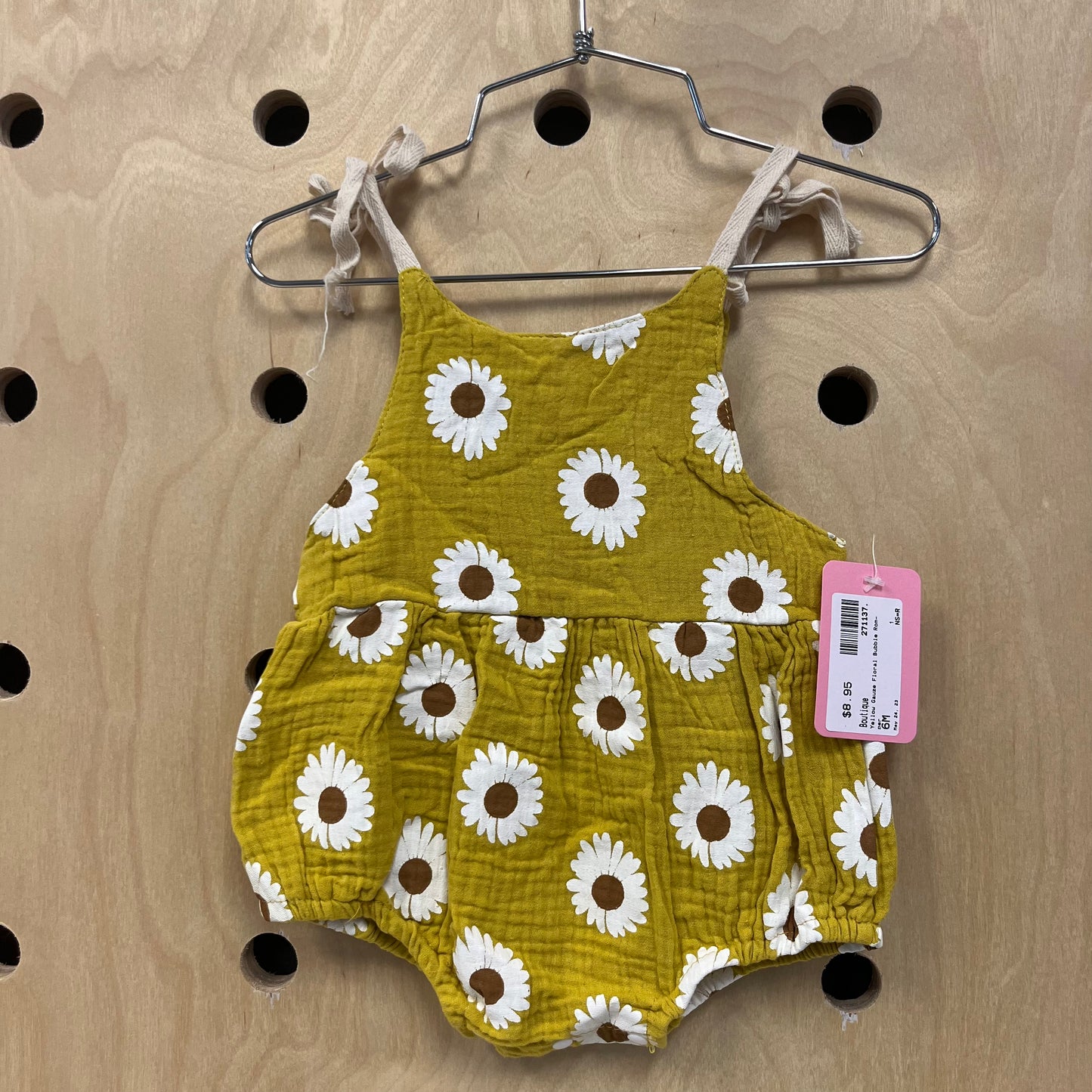 Yellow Gauze Floral Bubble Romper