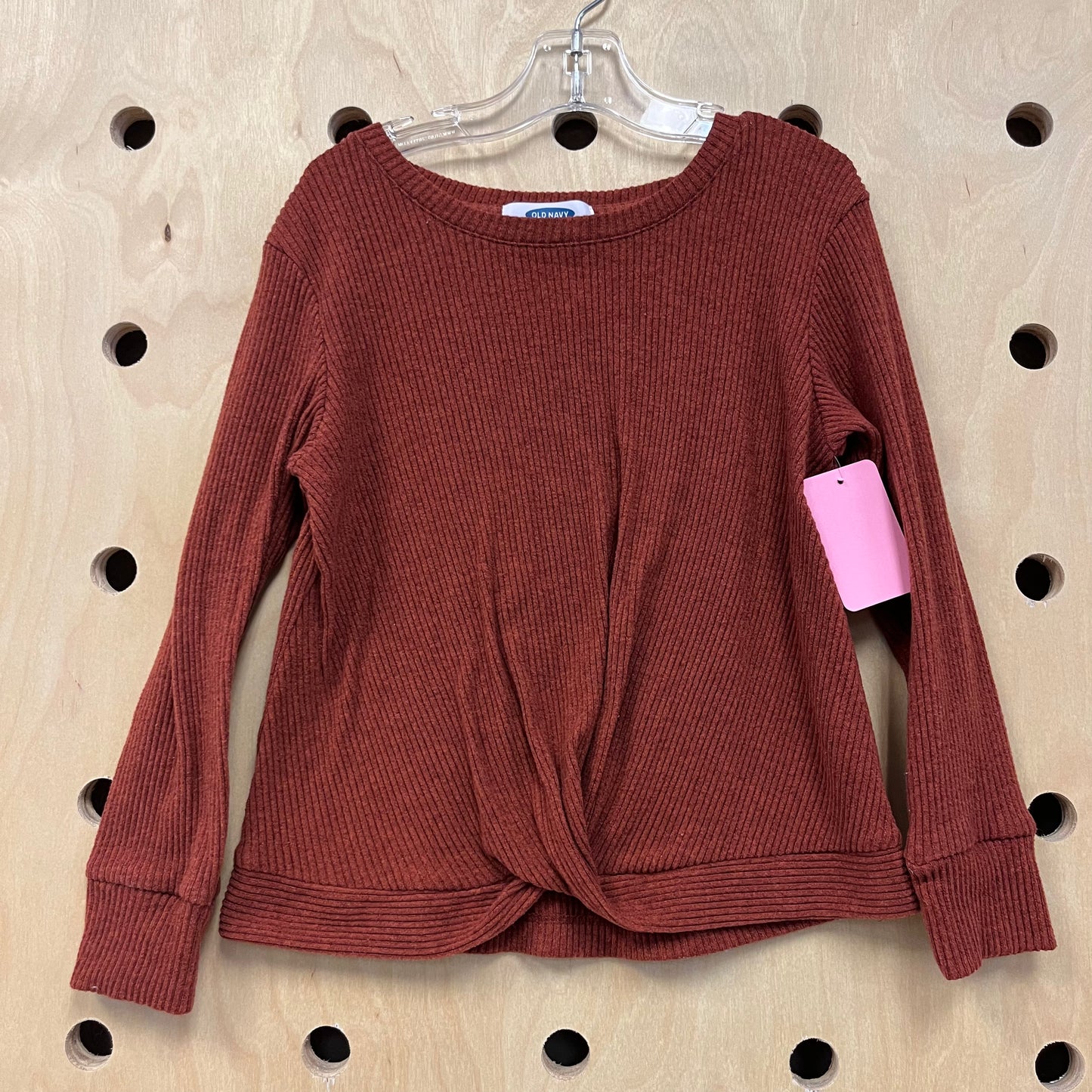Brown Ribbed Twist Top