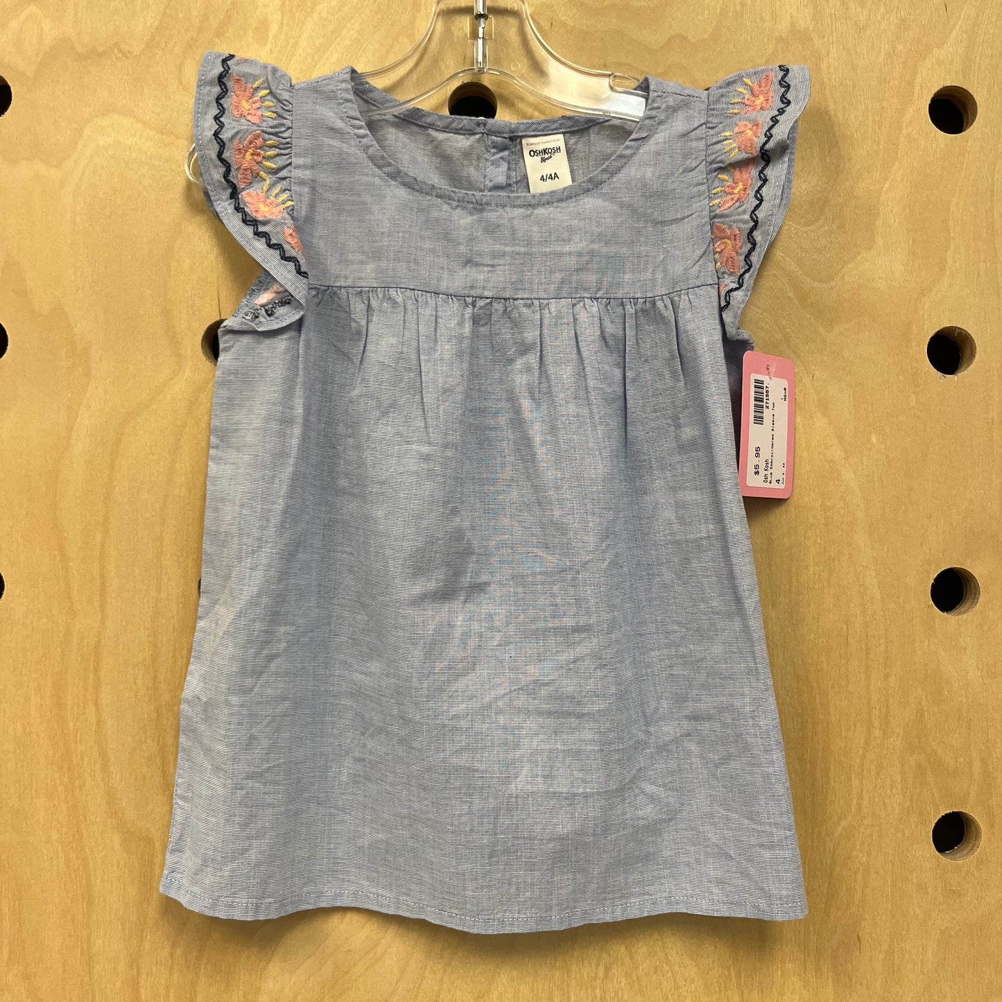 Blue Embroirdered Sleeve Top