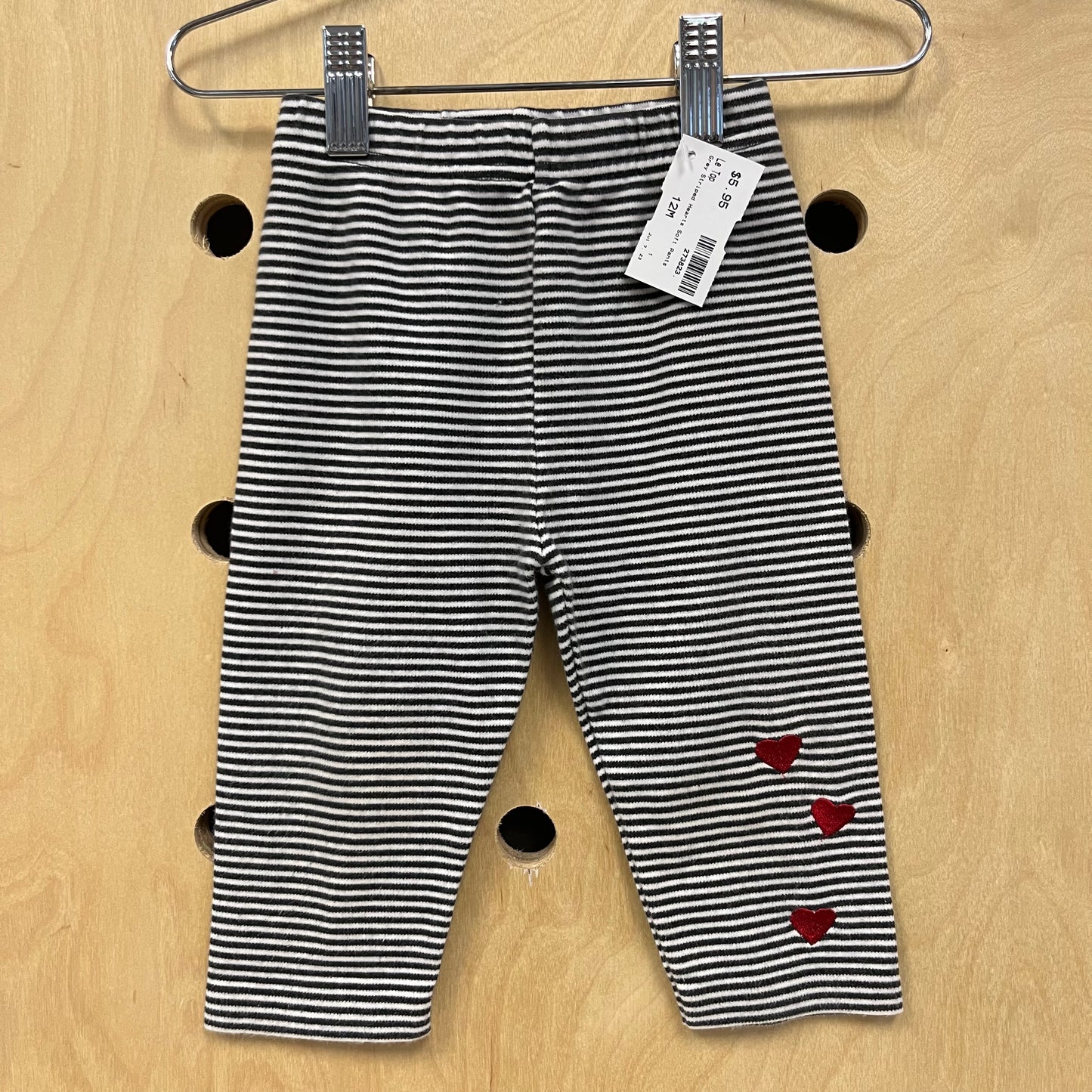 Grey Striped Hearts Soft Pants