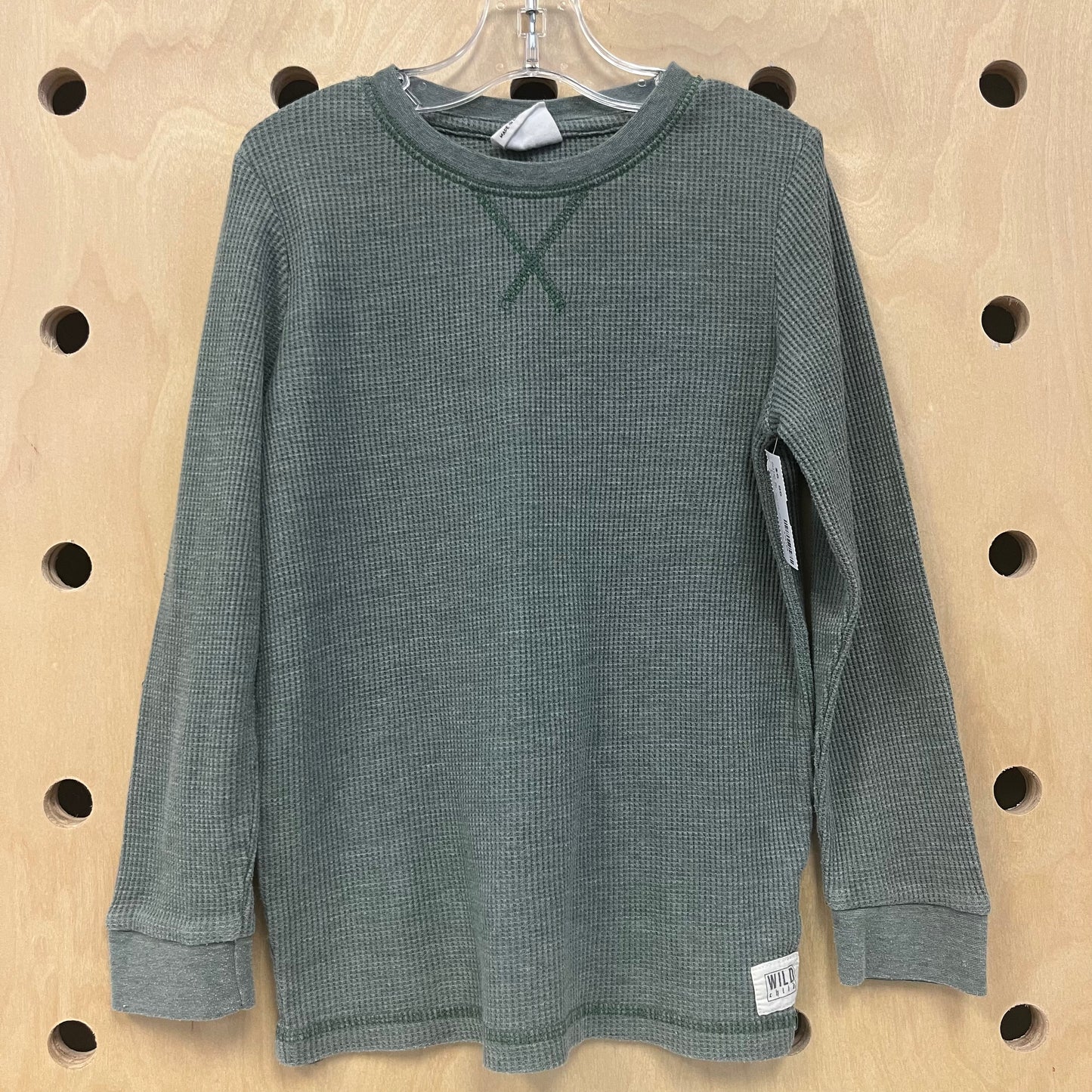 Army Green Waffle Knit Long Sleeve