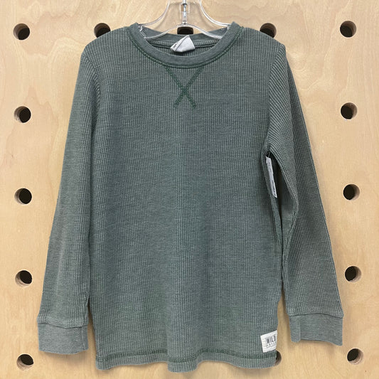 Army Green Waffle Knit Long Sleeve