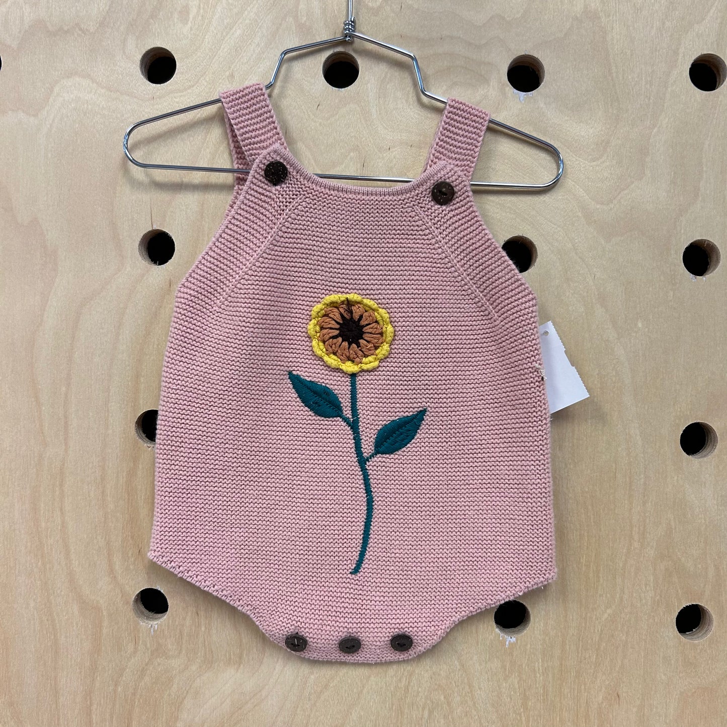 Pink Knit Sunflower Crochet Bodysuit