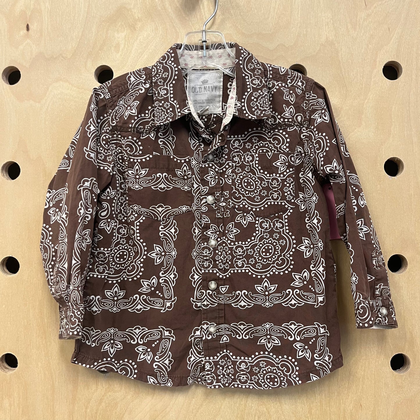 Brown Western Floral Button Up