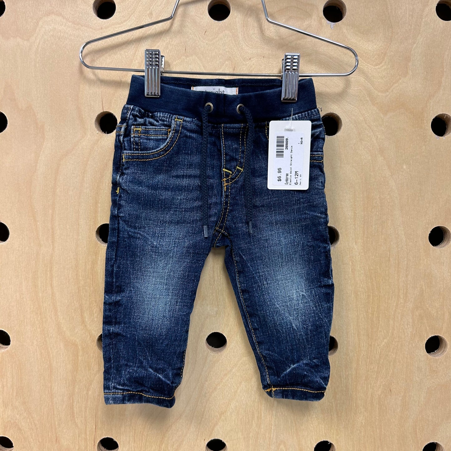 Elastic Waist Straight Denim