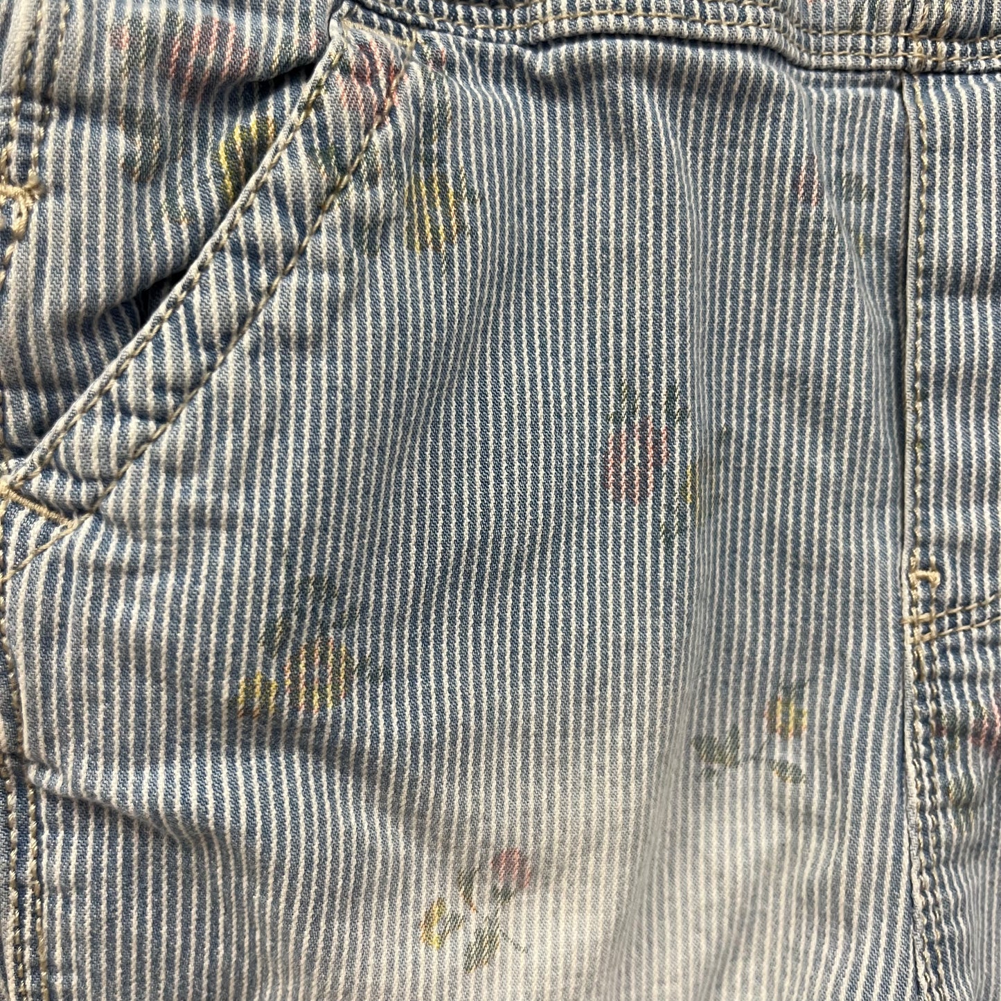 Railroad Stripe Floral Overalls