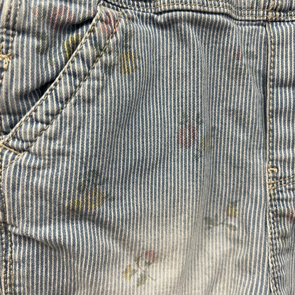 Railroad Stripe Floral Overalls