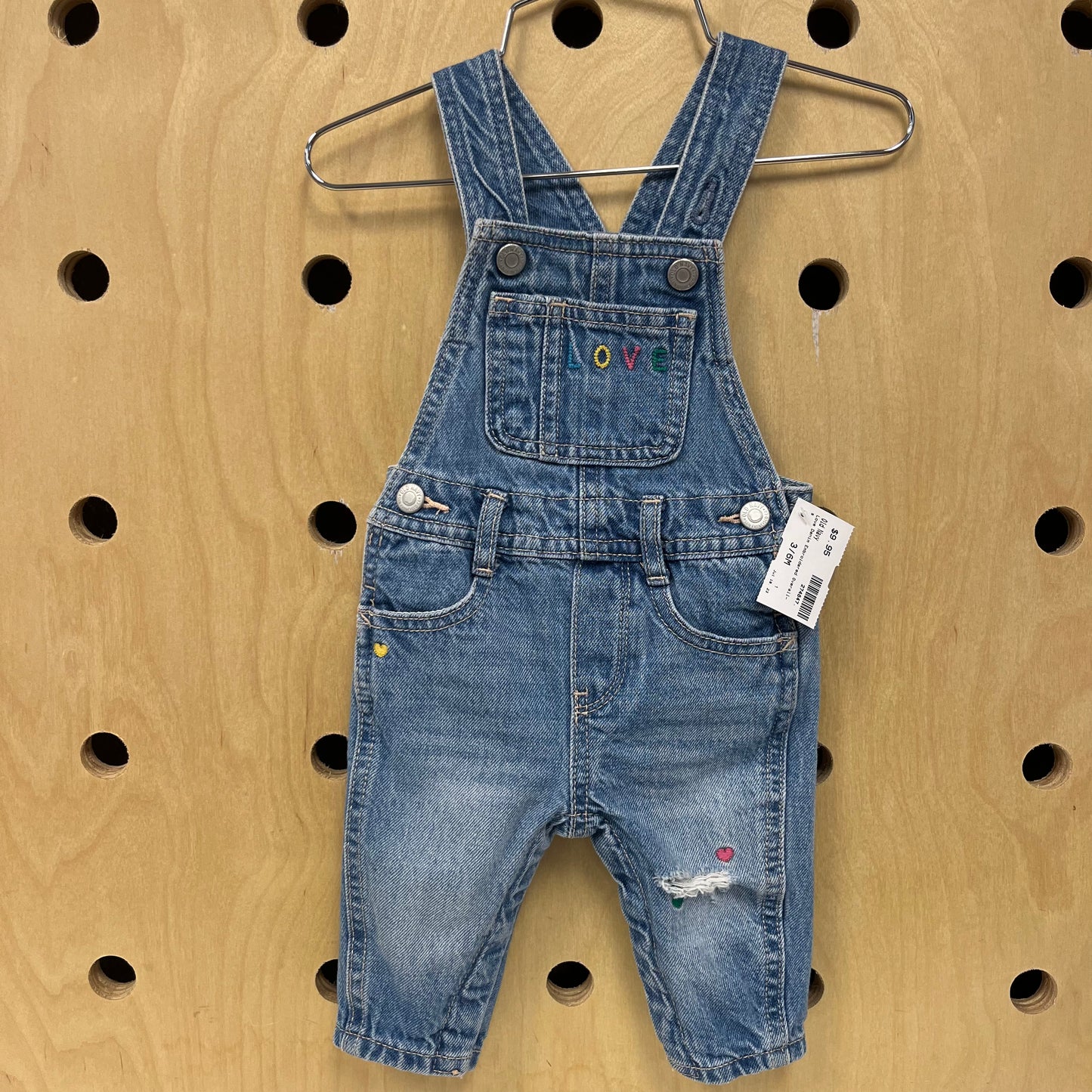Love Denim Embroidered Overalls