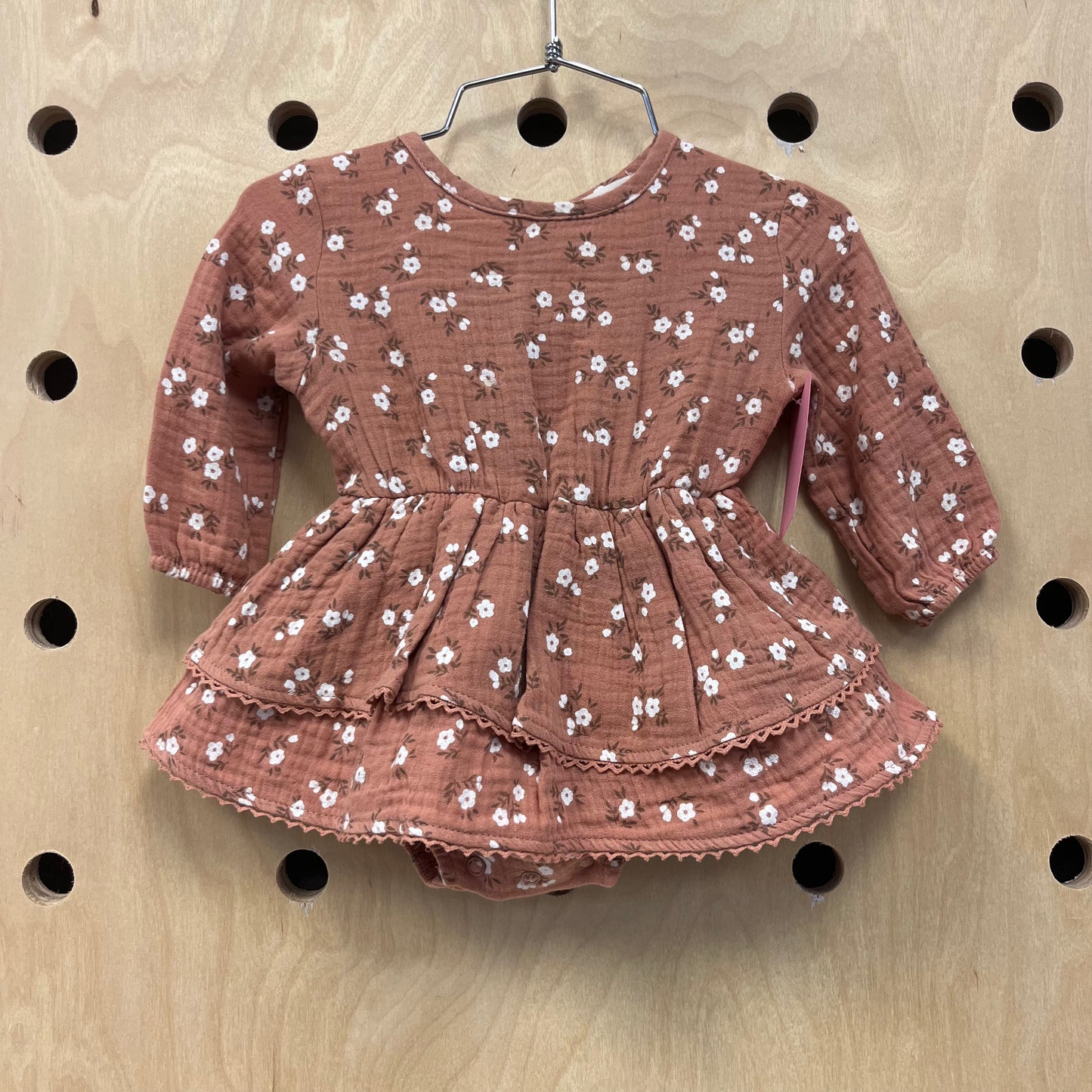 Clay Floral Gauze Romper & Hat