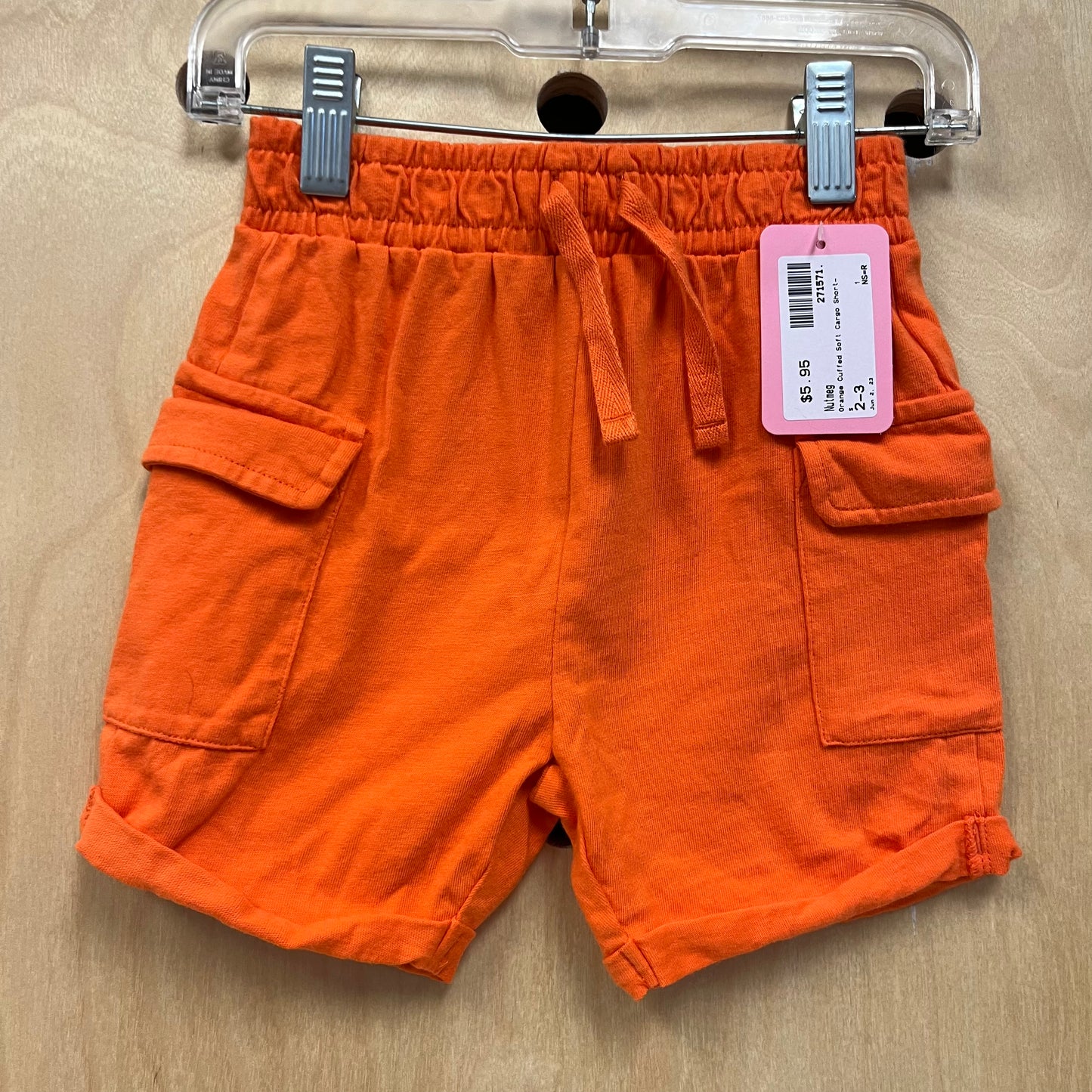 Orange Cuffed Soft Cargo Shorts