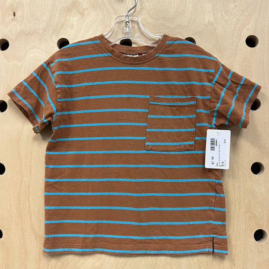 Brown & Blue Striped Pocket Tee