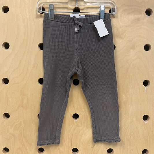 Grey Waffle Knit Stretch Pants