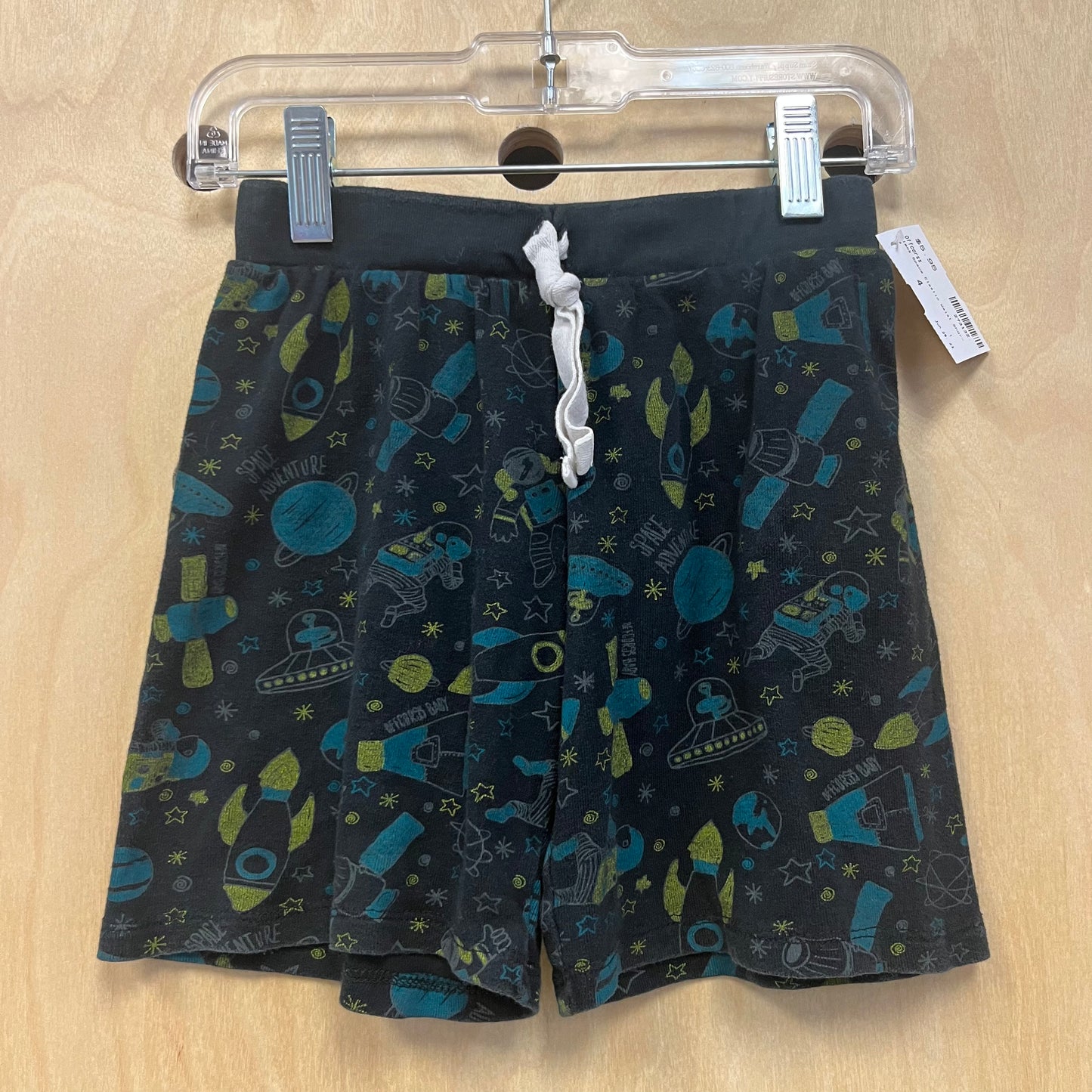 Black Space Elastic Waist Shorts