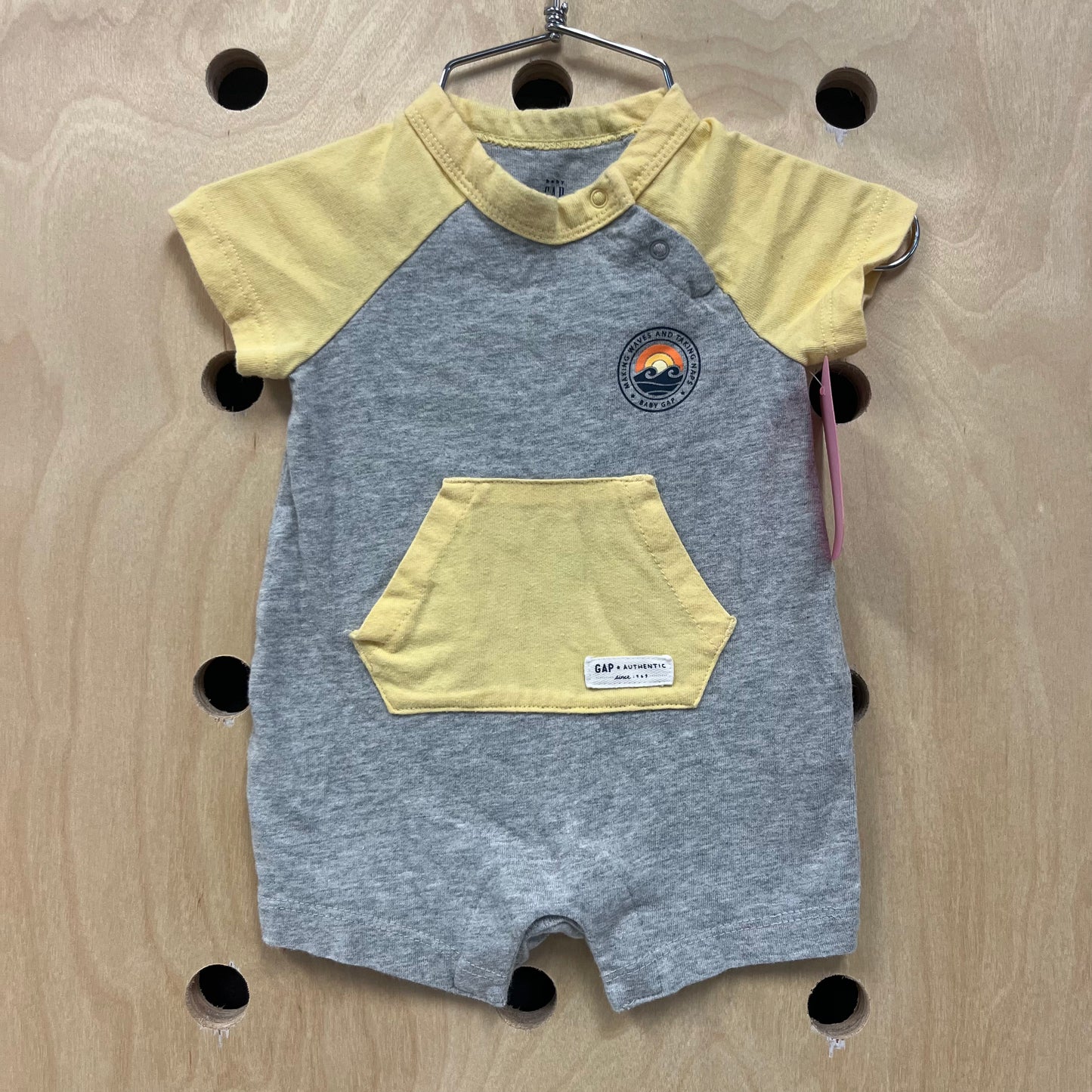 Grey+Yellow Making Waves Romper