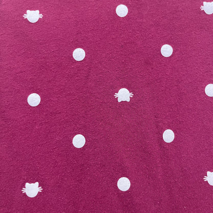Maroon Cat Polka Dot Long Sleeve