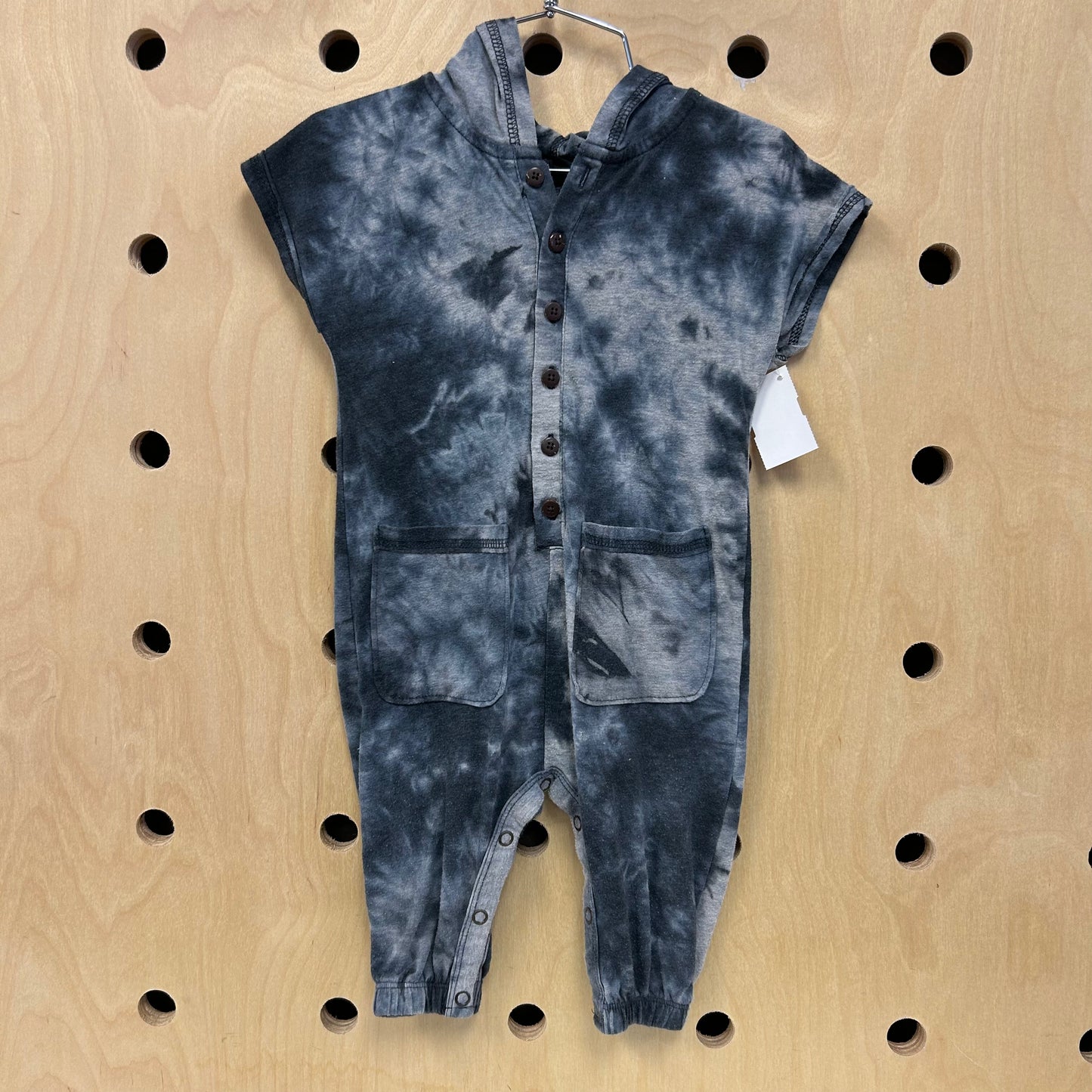 Grey Tie Dye Button Down Romper