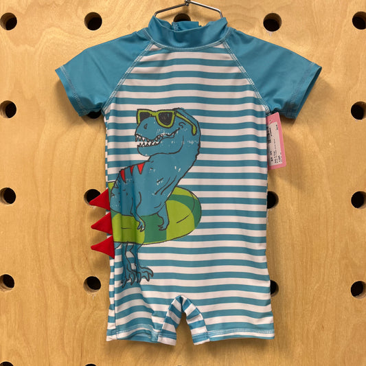 Blue Striped Dino Swim