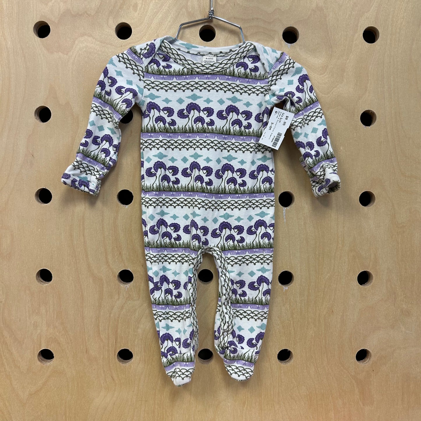 Green & Purple Floral Organic Footies