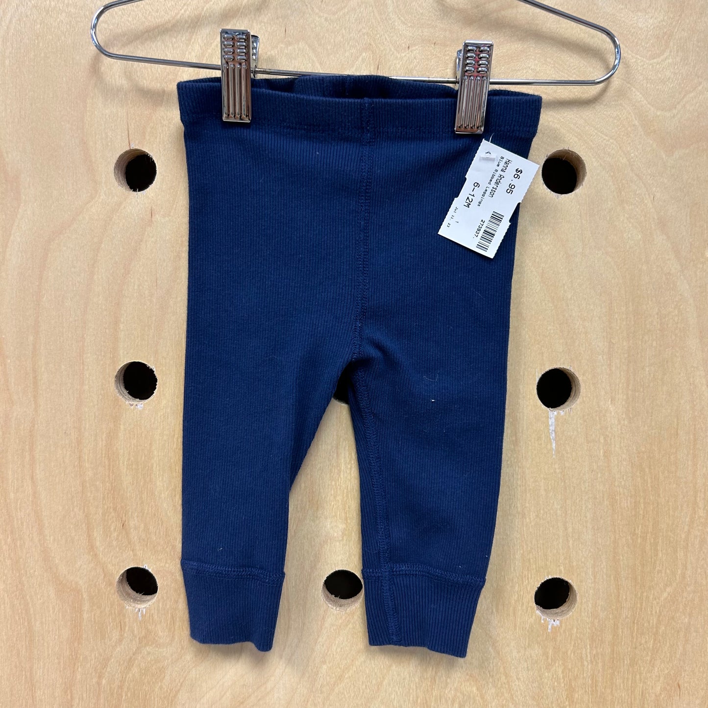 Blue Ribbed Leggings