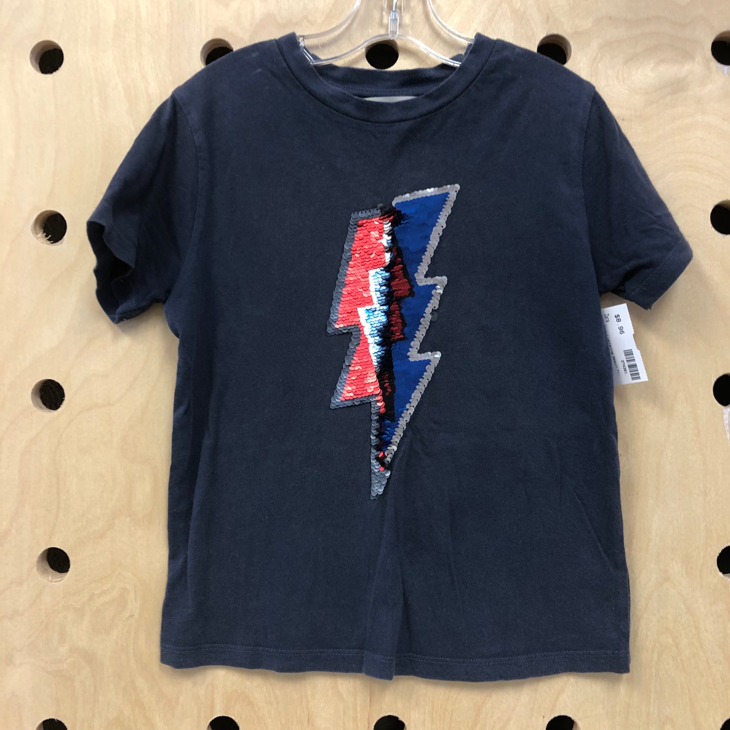 Navy Blue Lightning Sequin Flip Tee
