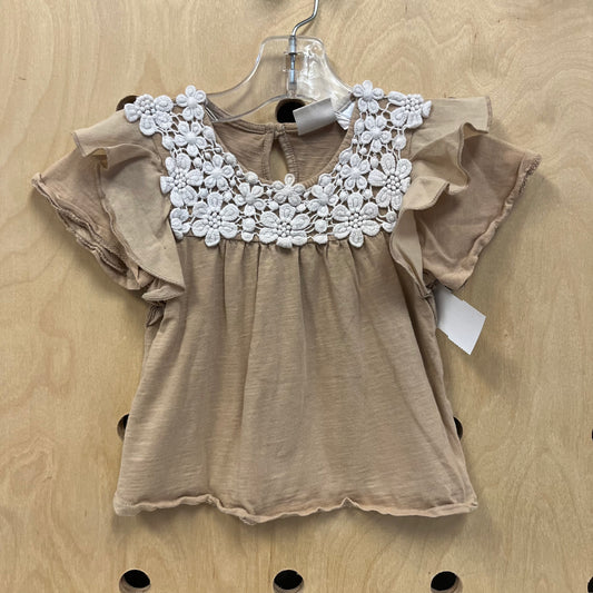 Tan Floral Applique Top