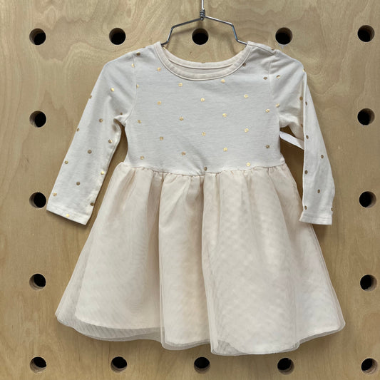 Cream & Gold Tulle Dress