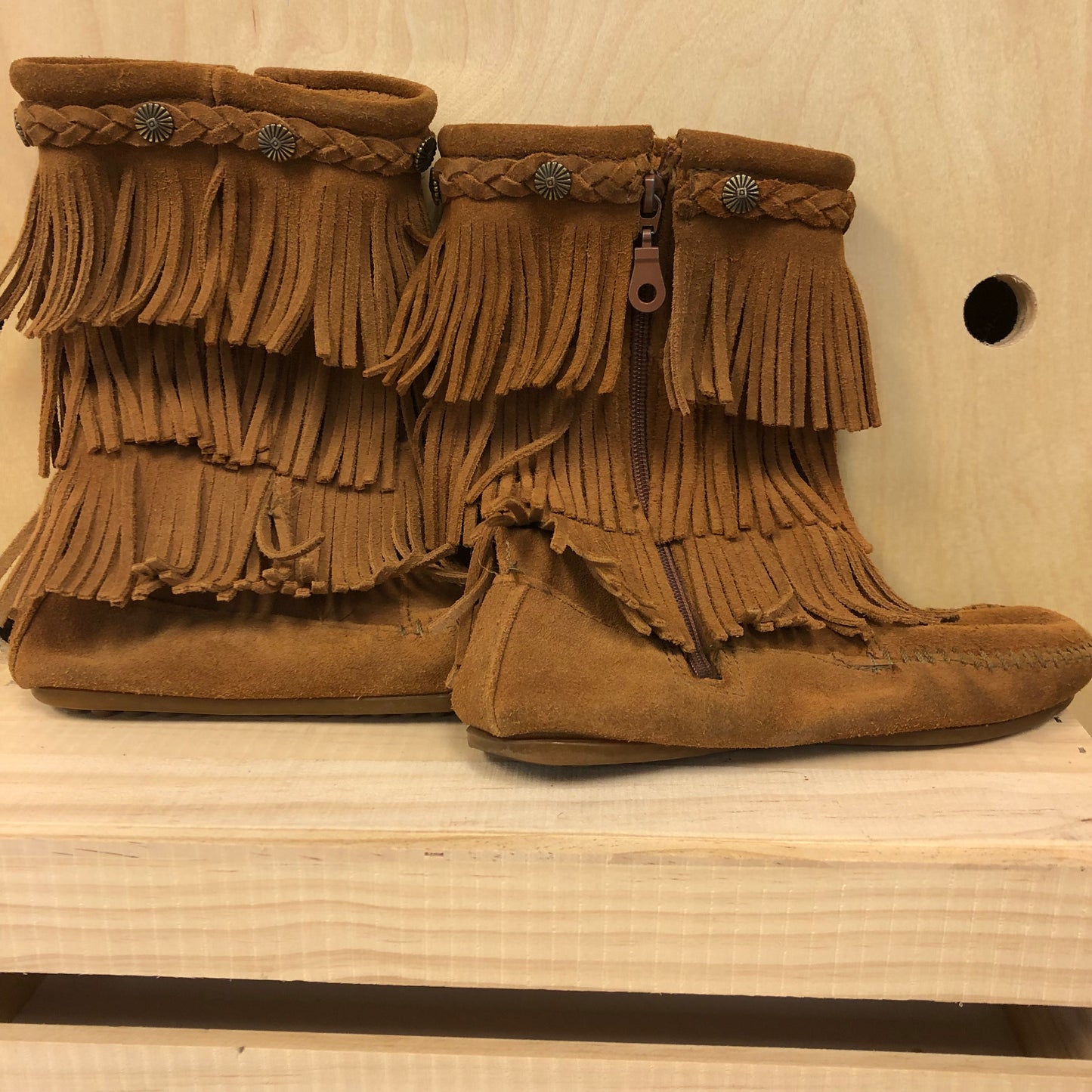 Brown Fringe Moccasins