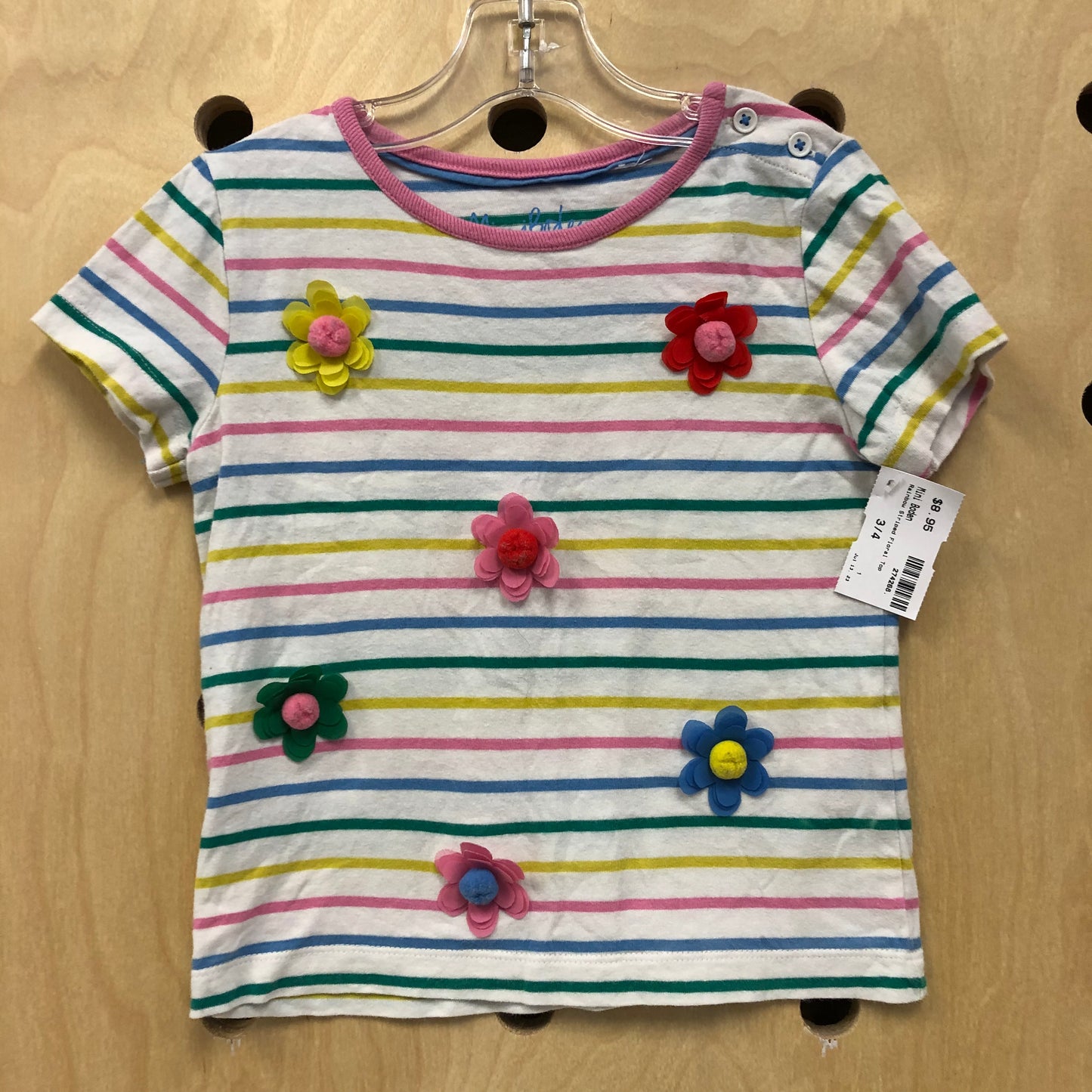 Rainbow Striped Floral Top