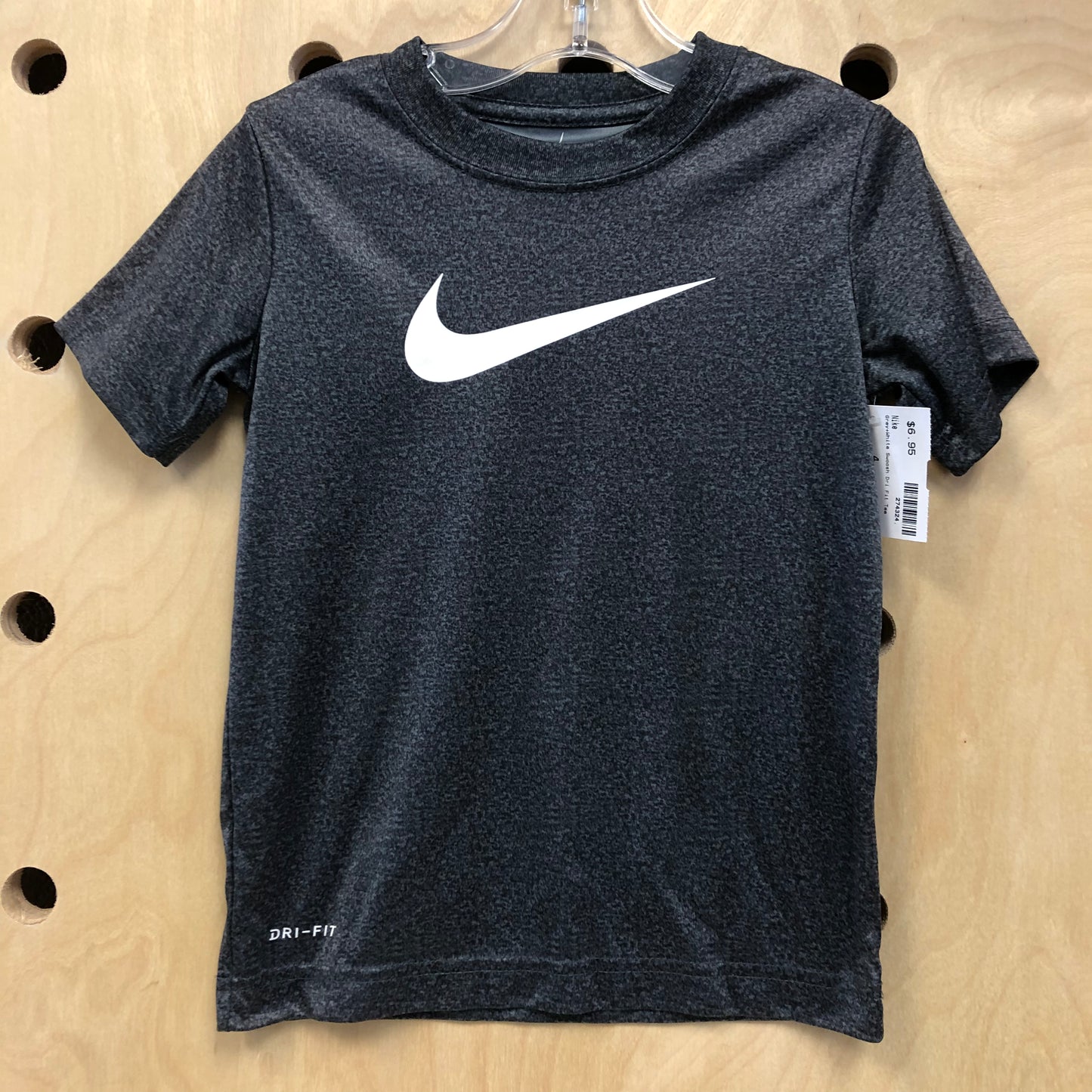 Grey+White Swoosh Dri Fit Tee