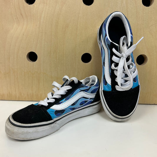 Black & Blue Flames Low Tops