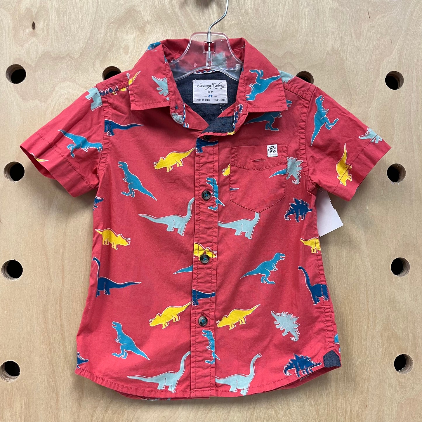 Red Dinos Button Up