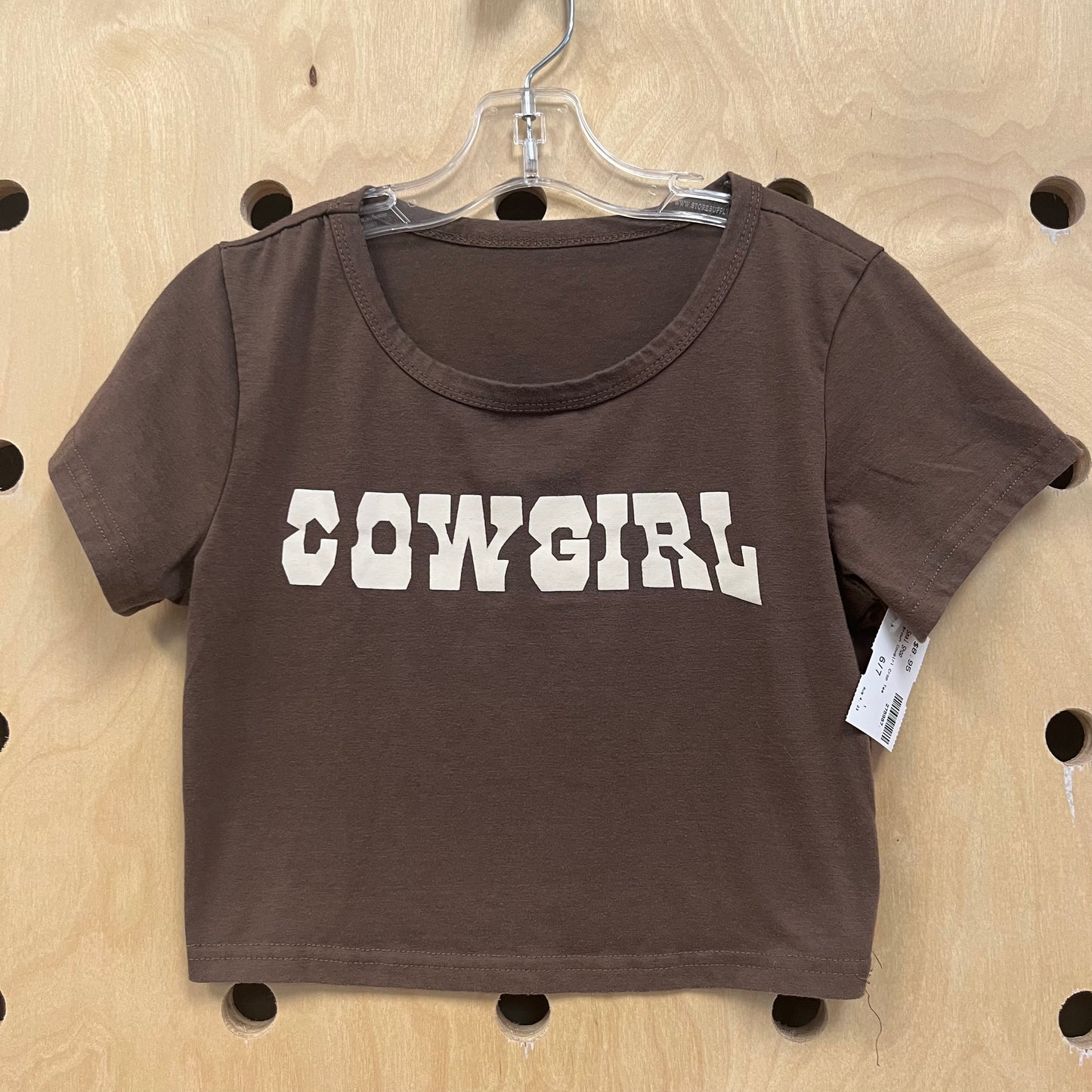 Brown Cowgirl Crop Tee