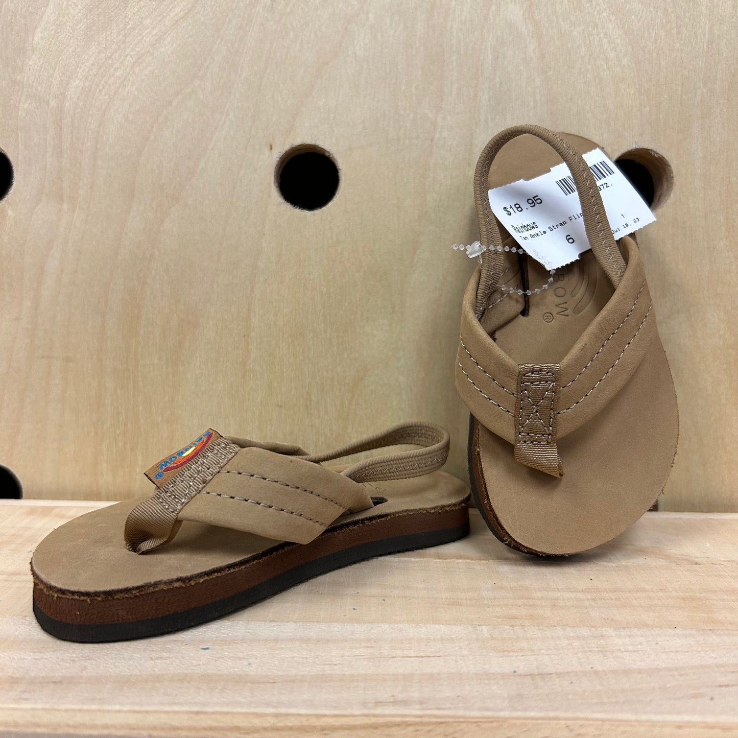 Tan Ankle Strap Flip Flops