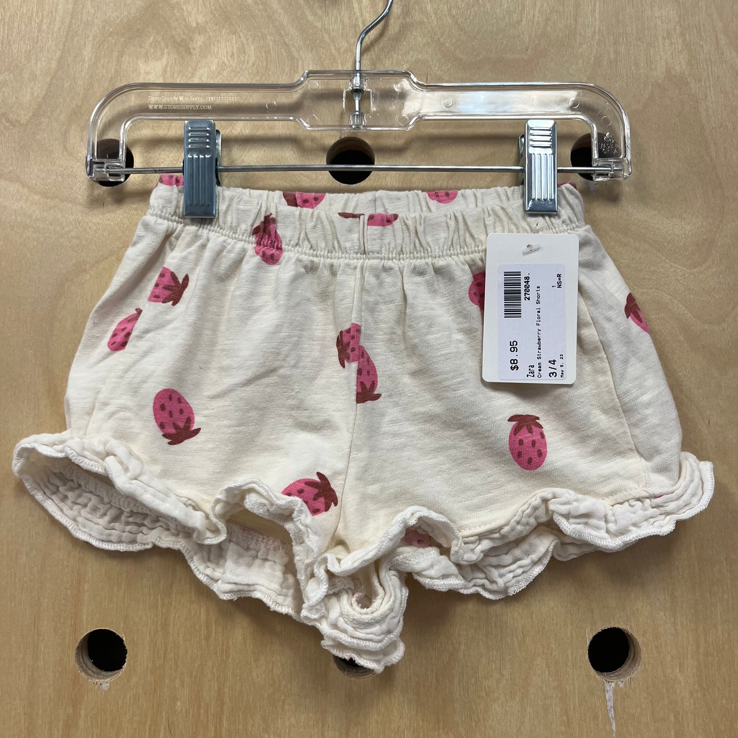 Cream Strawberry Floral Shorts