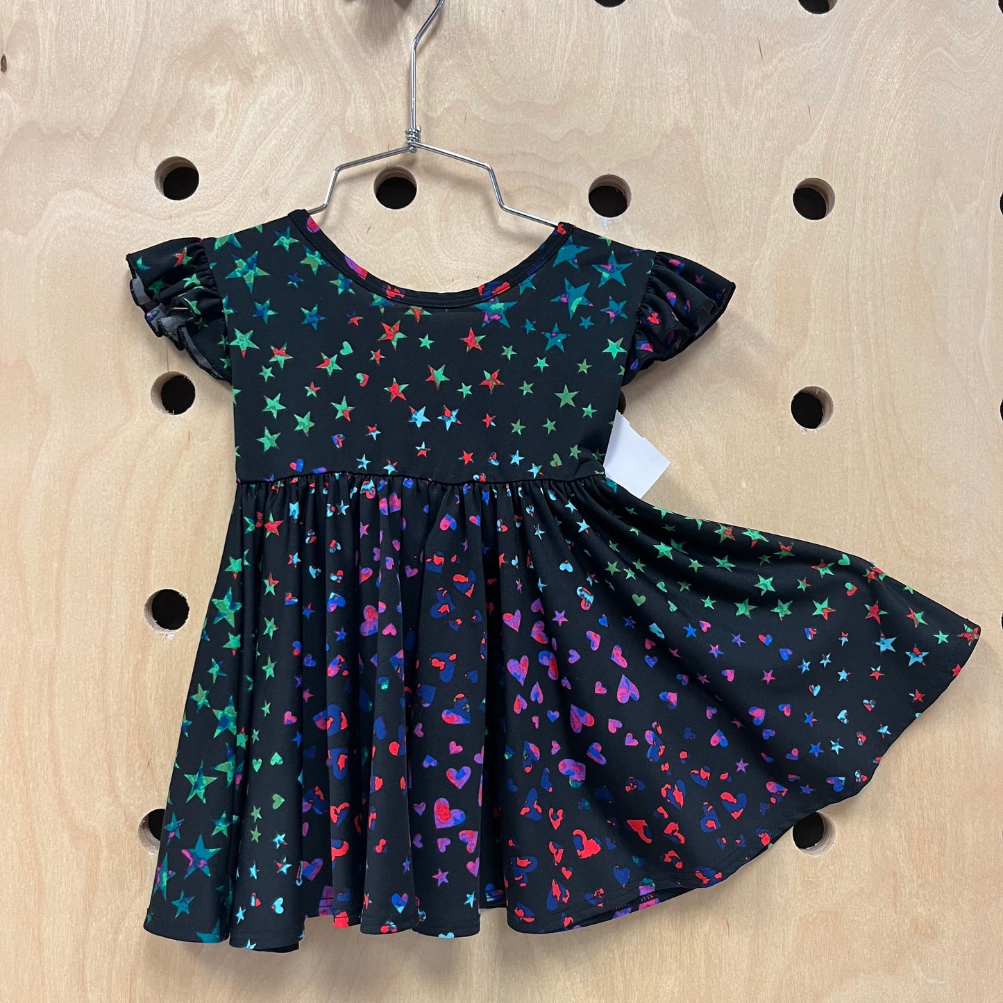 Black Colorful Stars & Hearts Dress