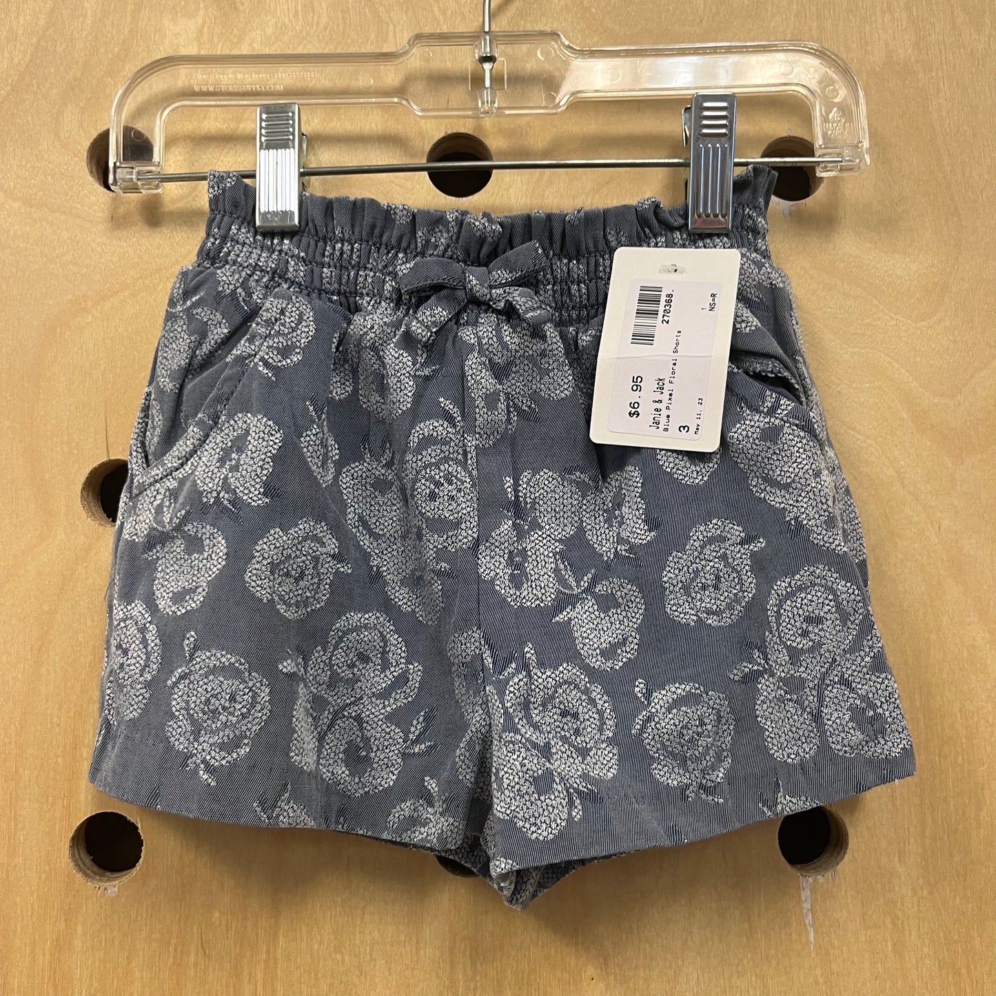 Blue Pixel Floral Shorts
