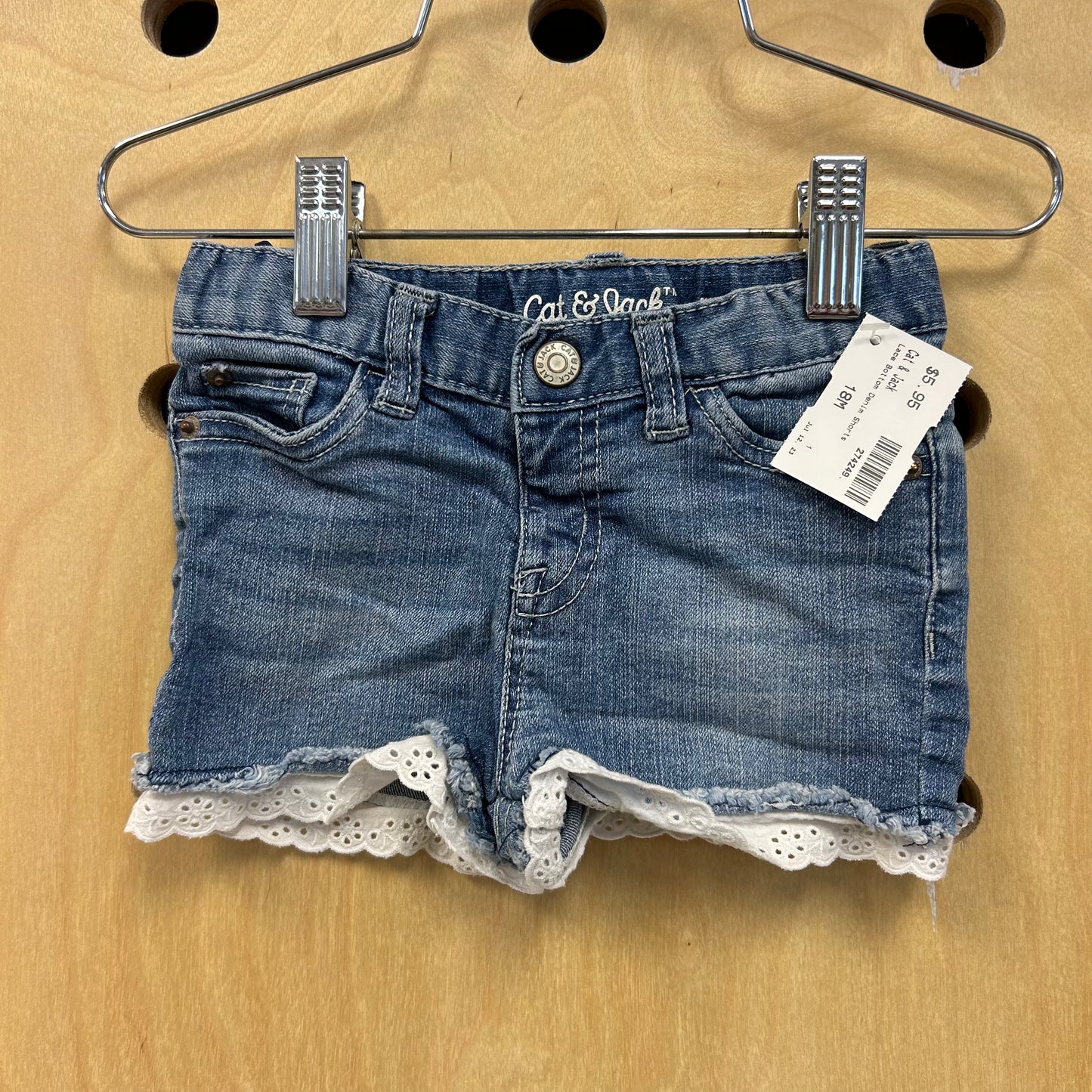 Lace Bottom Denim Shorts