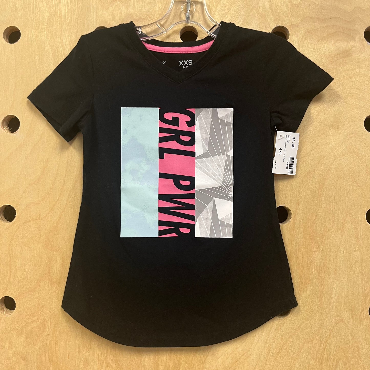 Black V-Neck Grl Pwr Tee