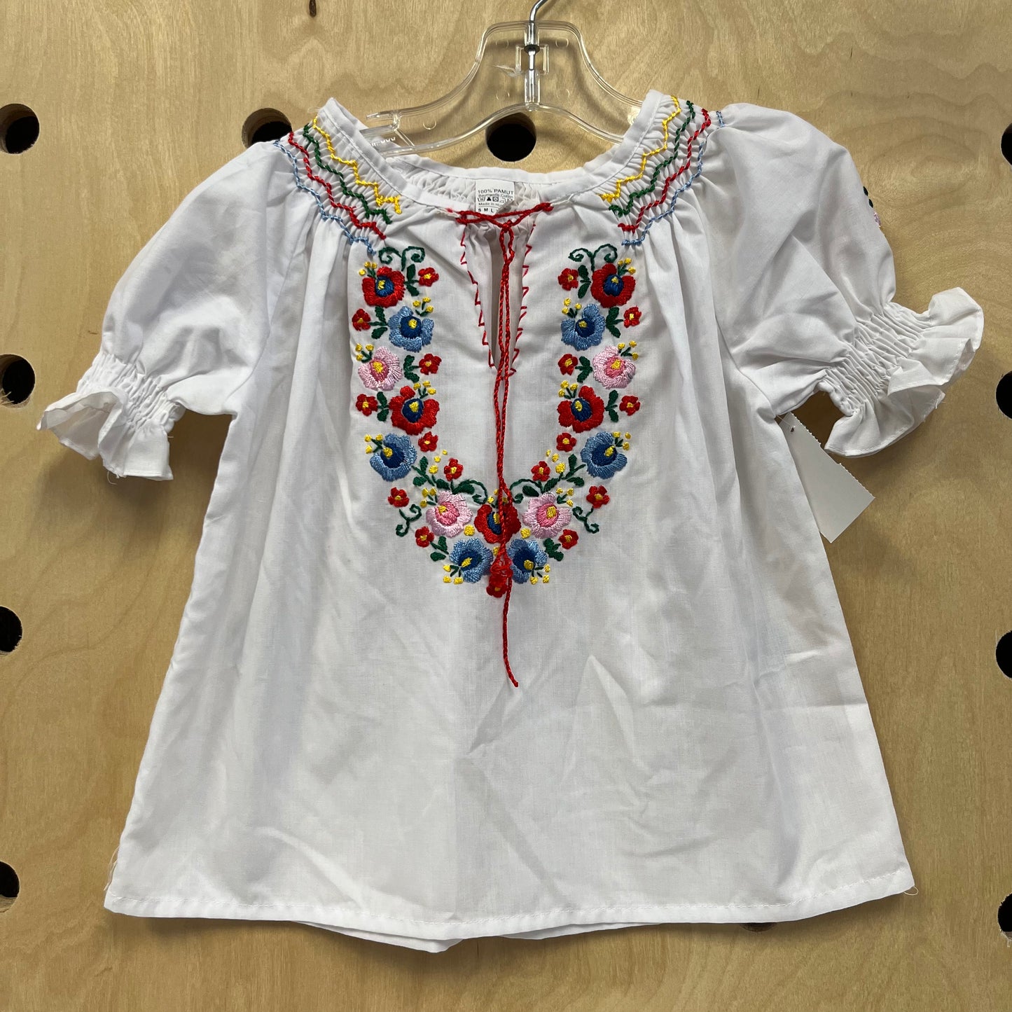 White Floral Puff Sleeve Blouse