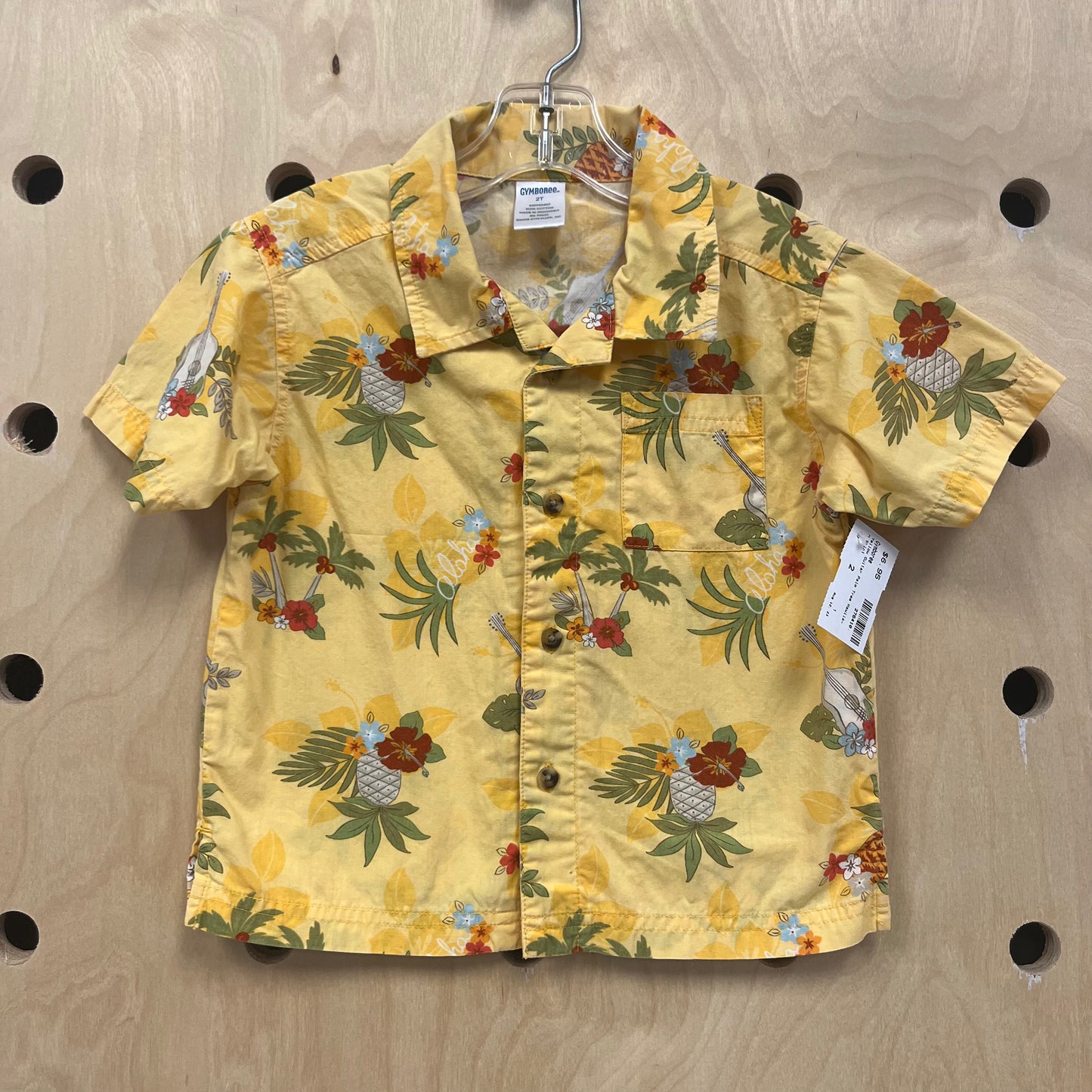 Yellow Guitar Palm Tree Hawiian Shirt