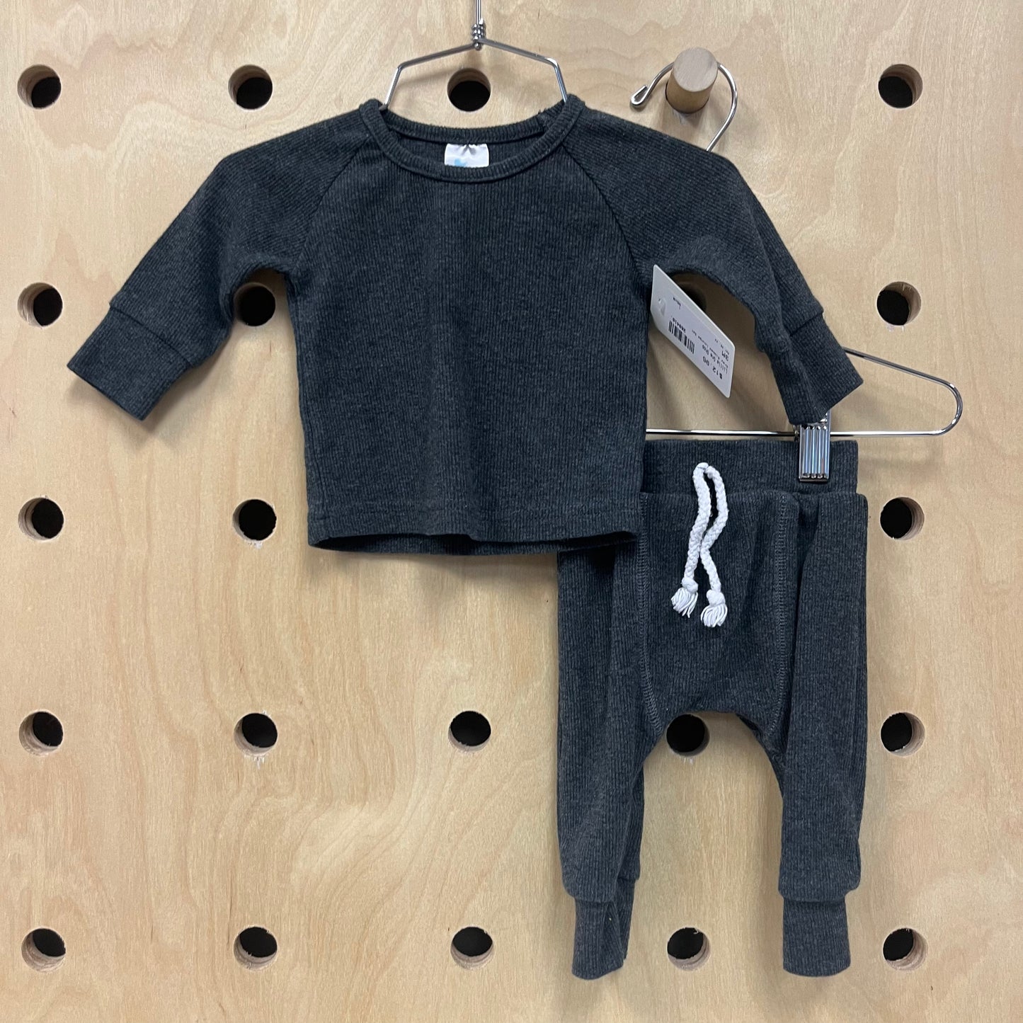 Grey Ribbed Lounge Set