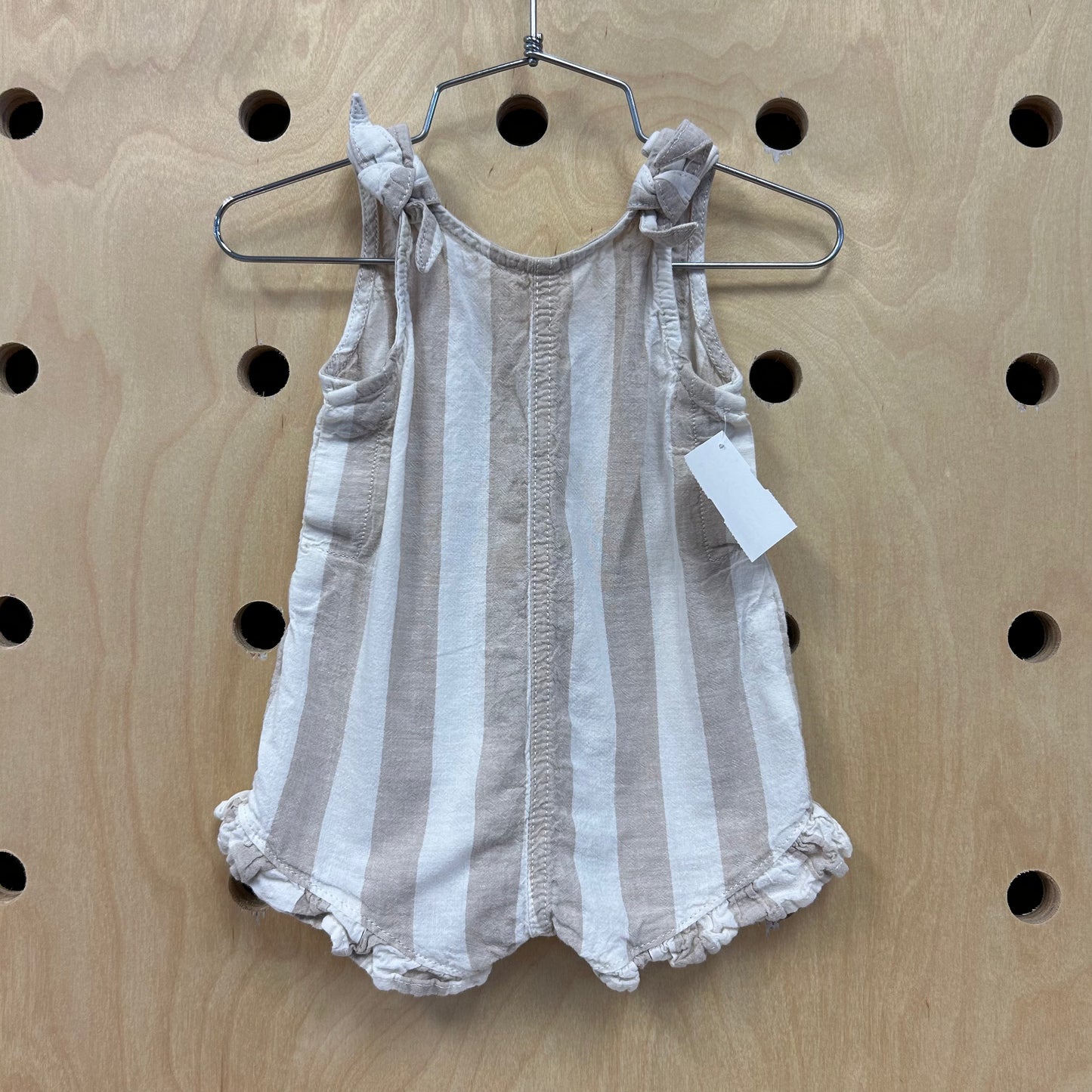 Taupe & White Striped Romper