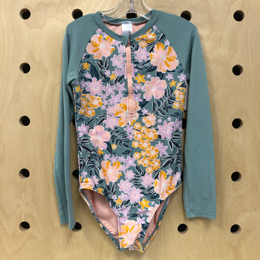 Blue & Pink Floral Swimsuit