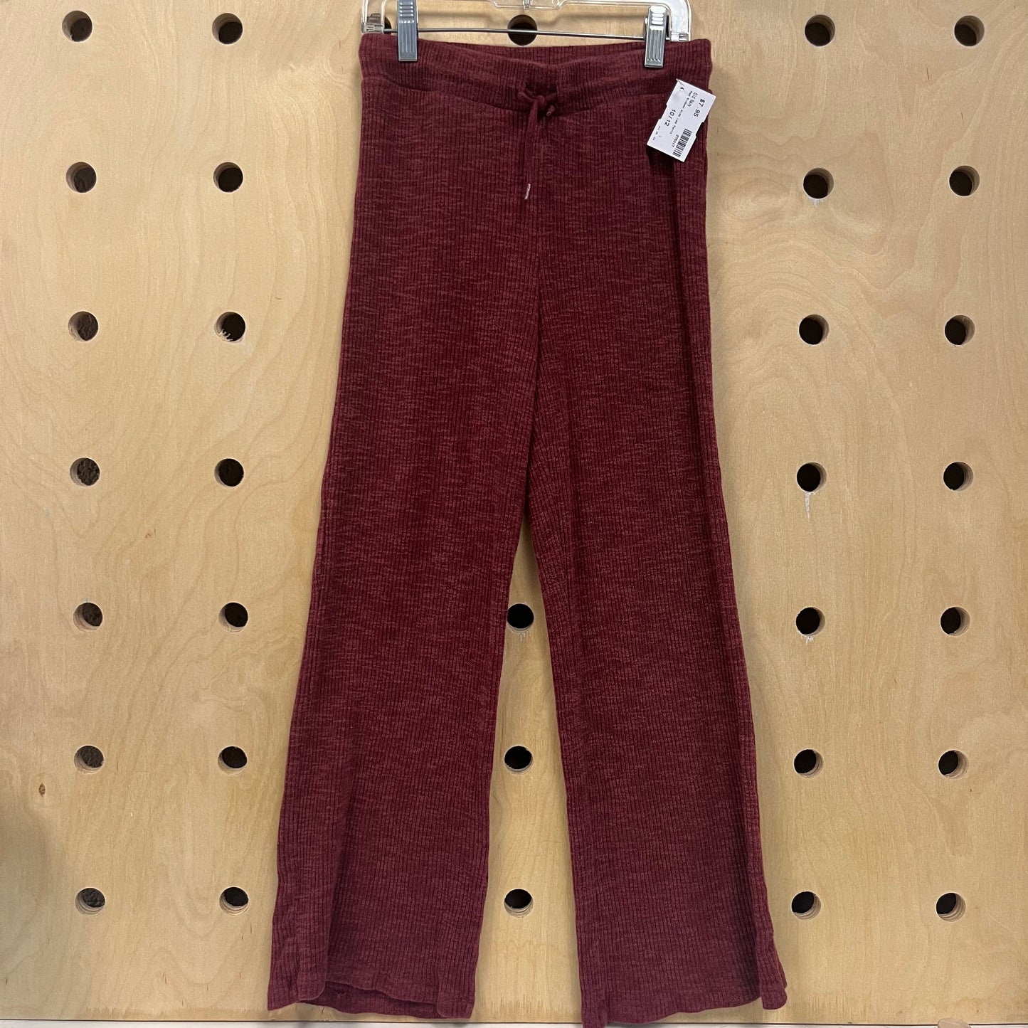 Red Ribbed Wide Leg Pants