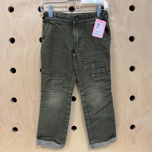 Cuffed Green Denim