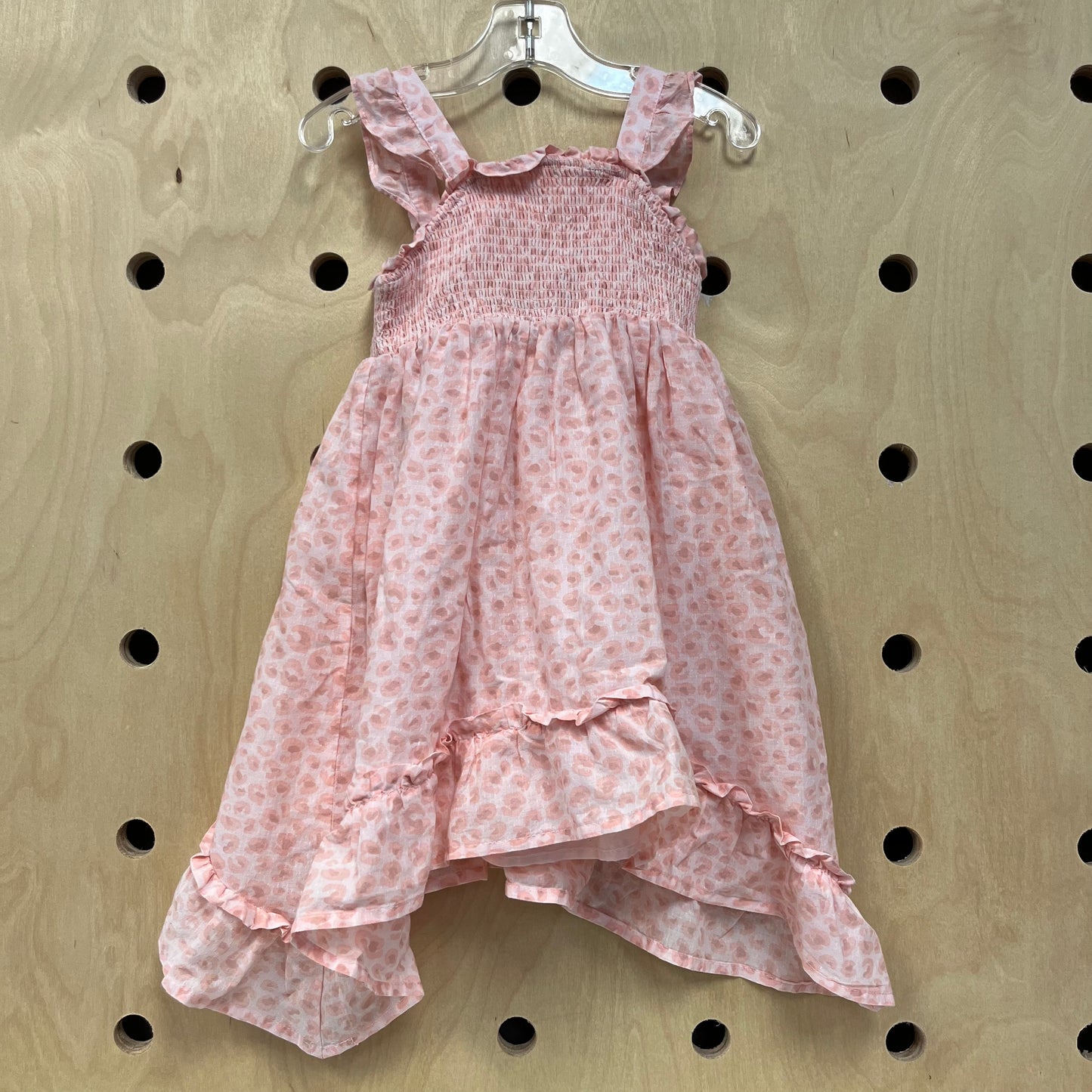 Pink Leopard Print Smocked Dress