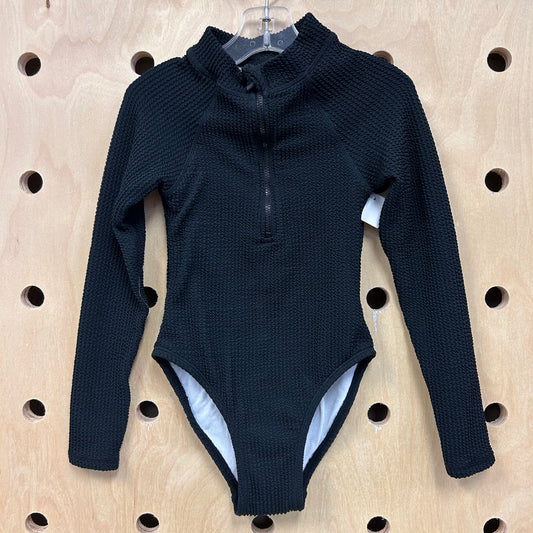 Black Textured Swimsuit