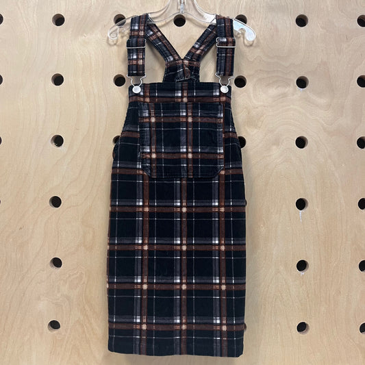 Black & Brown Plaid Cord Jumper